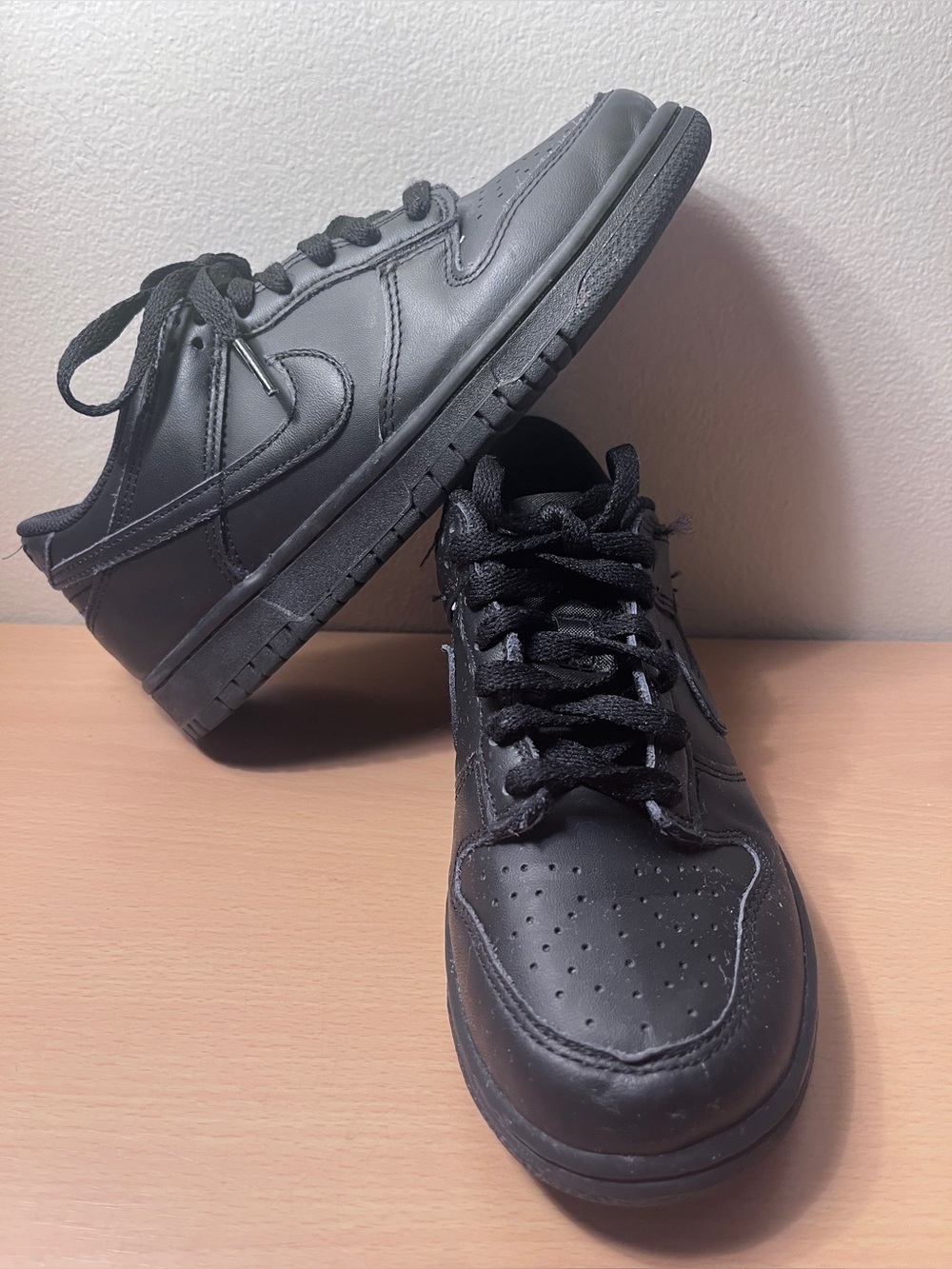 Nike Dunk Low Triple Black Sneakers, Size 6Y FB9109-009